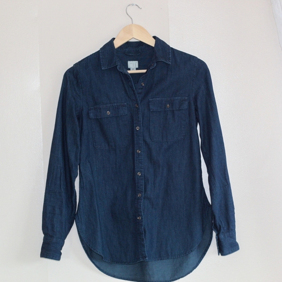 A New Day Dark Blue Denim Top - Picture 3 of 7